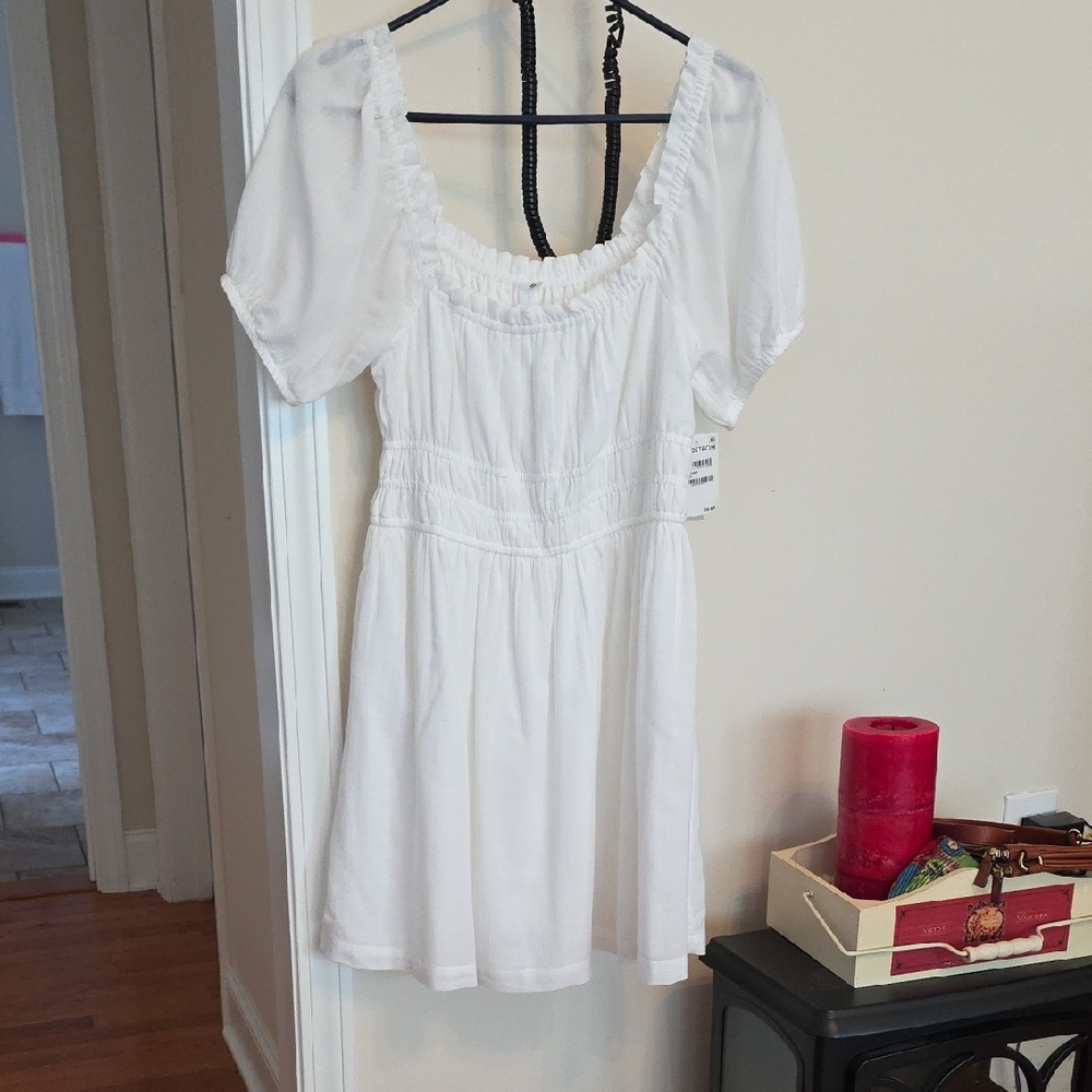 White Puff Sleeve Dress Nwt Size M